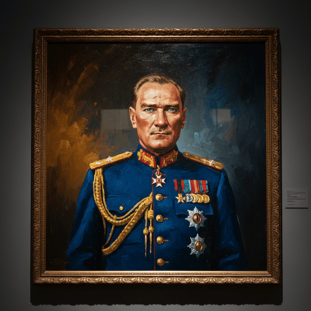 Ölgemälde von Mustafa Kemal Atatürk in Militäruniform