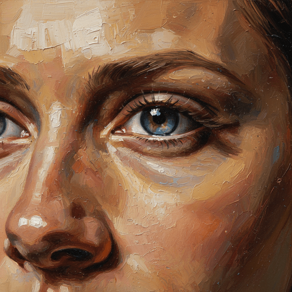 Detailaufnahme der Pinselführung und Maltechnik eines Porträts